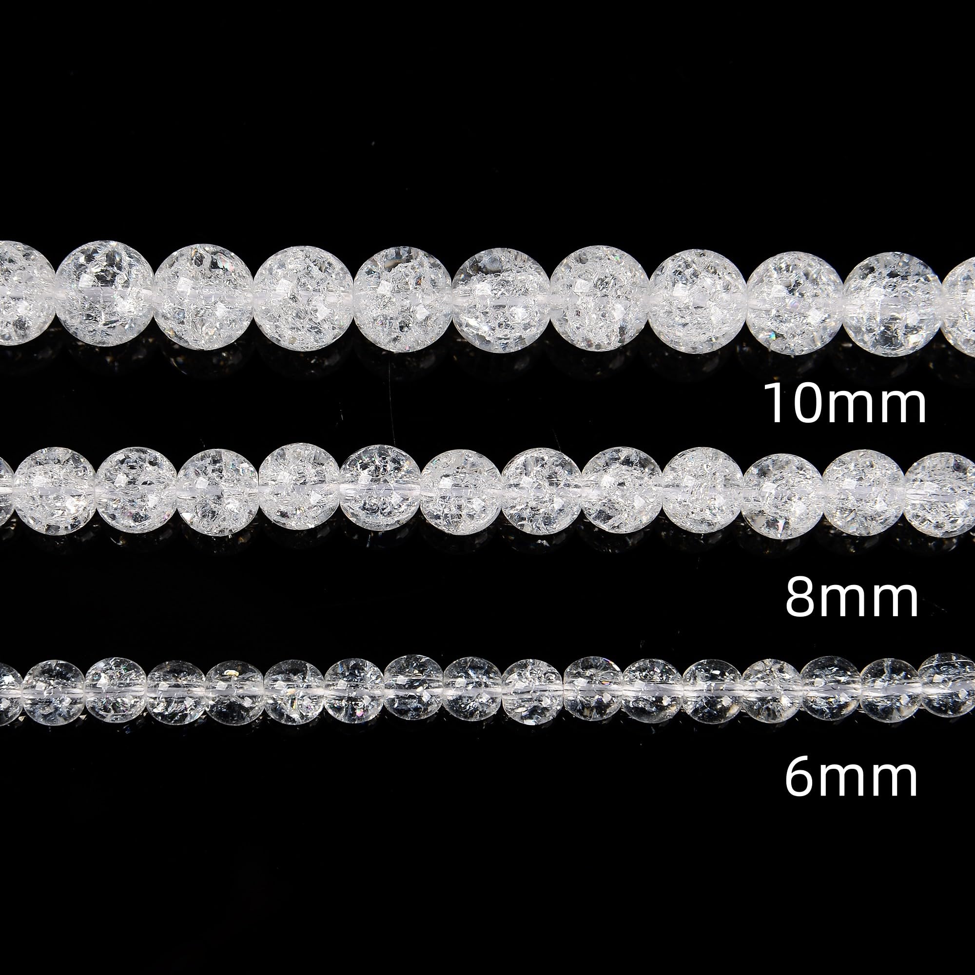 JM Design 76 Stück Naturstein-Perlen, 10 mm, klare Quarzkristalle, runder Edelstein, echter Stein, lose für DIY-Armband, Schmuck, Schnurherstellung