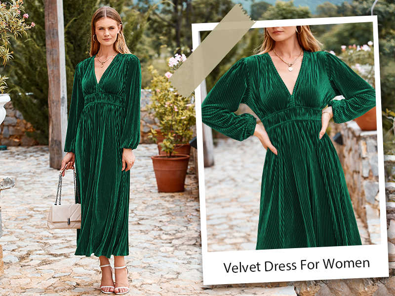 amazon dark green dress Green Dresses Amazon Mother Of The Bride Dress A-line V-Neck Floor Length Long Sleeves