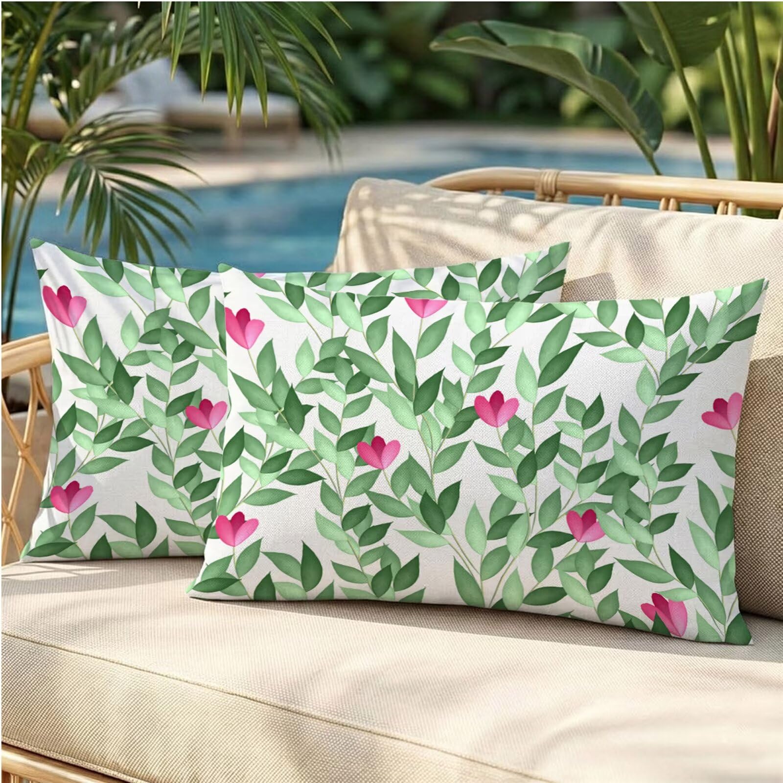 Coussin extérieur imperméable en lin haut de gamme 50x70cm avec zip invisible