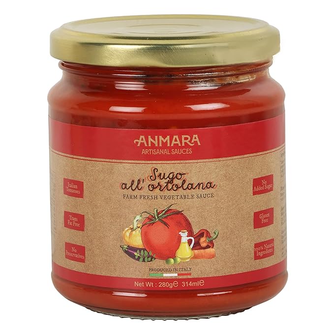 Artisanal Pasta & Pizza Sauce - Italian Ortolana Farm Fresh Vegetable Sauce (Made with Extra Virgin Olive Oil) -314 ml