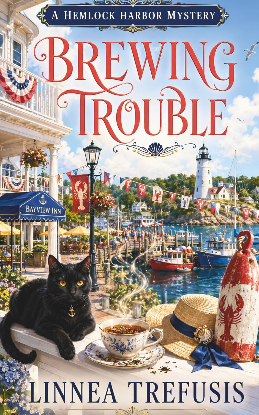 BREWING TROUBLE: A Cozy Witch Mystery with a Talking Cat and a Lighthouse Secret (A Hemlock Harbor Mystery)