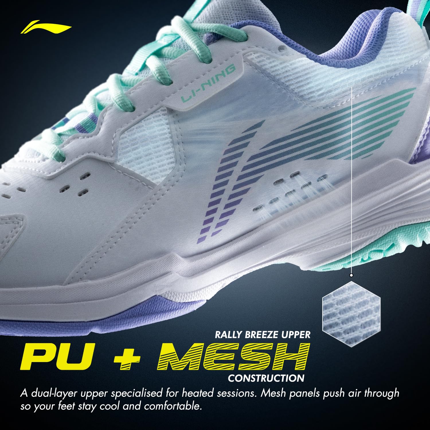 Li-Ning All Round Non Marking Badminton Shoes | All Indoor Sports | Lightweight, Breathable, Grippy & Durable | High Rebound Cushioning | Stable Heel Support (White ; 6 UK) 2