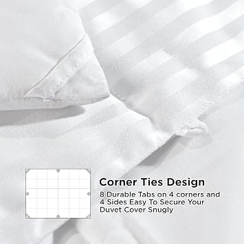 Bedsure Duvet Insert King Size - Lightweight Comforter, Quilted Cooling Duvet Insert, Down Alternative Summer Comforter with 8 Tabs, Ultra Soft Blanket, Striped, King, White, 90x102 inches