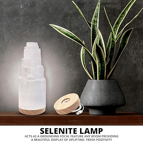 Miniatura 2 de Himalayan Glow WBM Lámpara de cristal de selenita, lámpara marroquí decorativa de noche | 7 pulgadas de alto