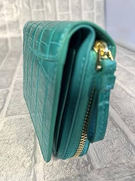 CRESCEND ディープグリーン 本革 クロコダイル 　二つ折り財布 CRESCEND ディープグリーン 本革 クロコダイル 二つ折り財布