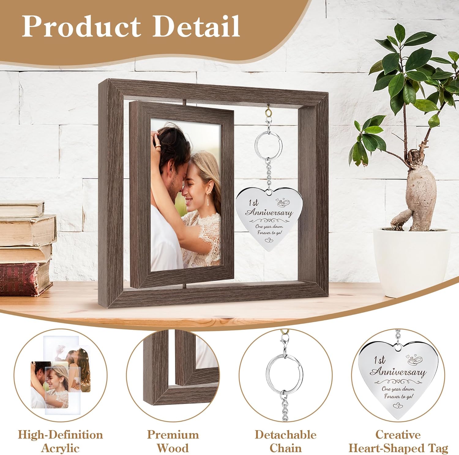 1 YearAnniversary Picture Frame Gifts for Couple 1 Year Anniversary Paper Gifts for Girlfriend One Year Anniversary Picture Frame for Wife Happy 1 Year Anniversary Decorations Gift for Couple - Image 6