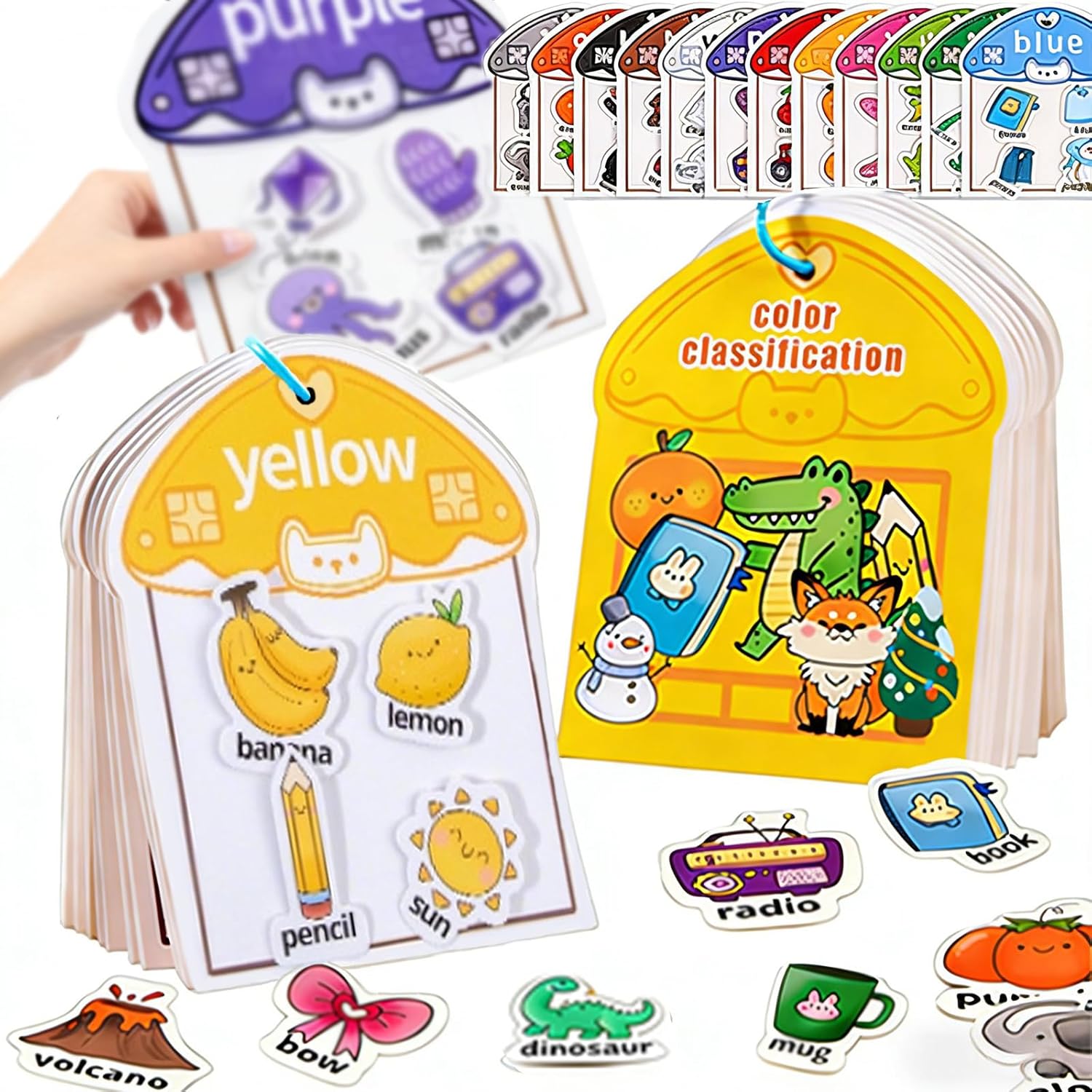 Winbar Color Quiet Paste Book, Busy Books Color Classification, Educational Preschool Learning Activities Quiet Book with Sensory Fine Motor Skills Matching Games