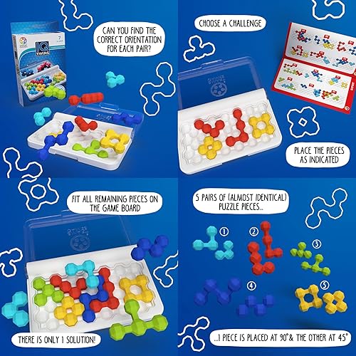 Miniatura 9 de SmartGames IQ Twins - Juego de viaje con 120 desafíos para edades de 7 años - Adulto