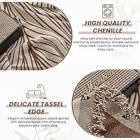 Vista 2 de VClife Funda de Sofá XL de Chenilla para Sofá de 3 Cojines, Fundas de Sofá Modernas a Rayas Beige Chocolate para Niños Lavables Protector de Sofá