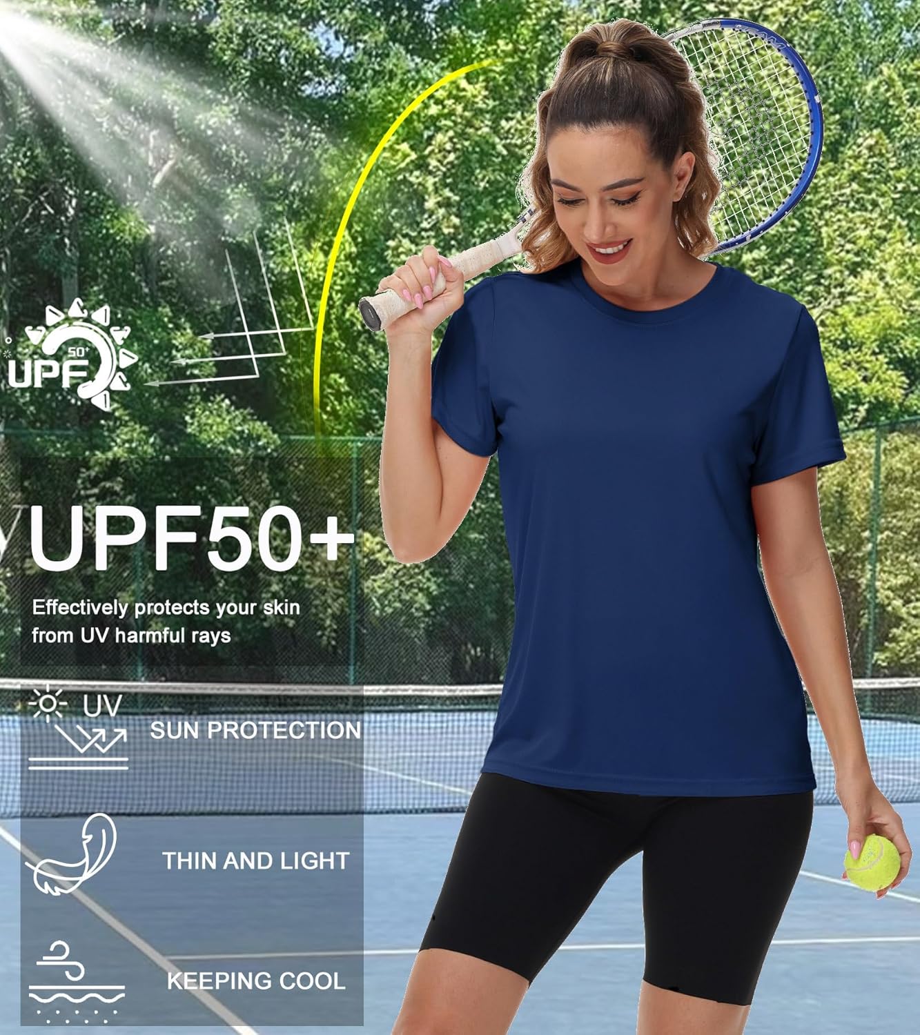 NEYOUQE Womens Short Sleeve Workout Tee Shirts UPF 50+ Outdoor Sun Protection Quick Dry Athletic Running Rash Guard Tops - Image 4