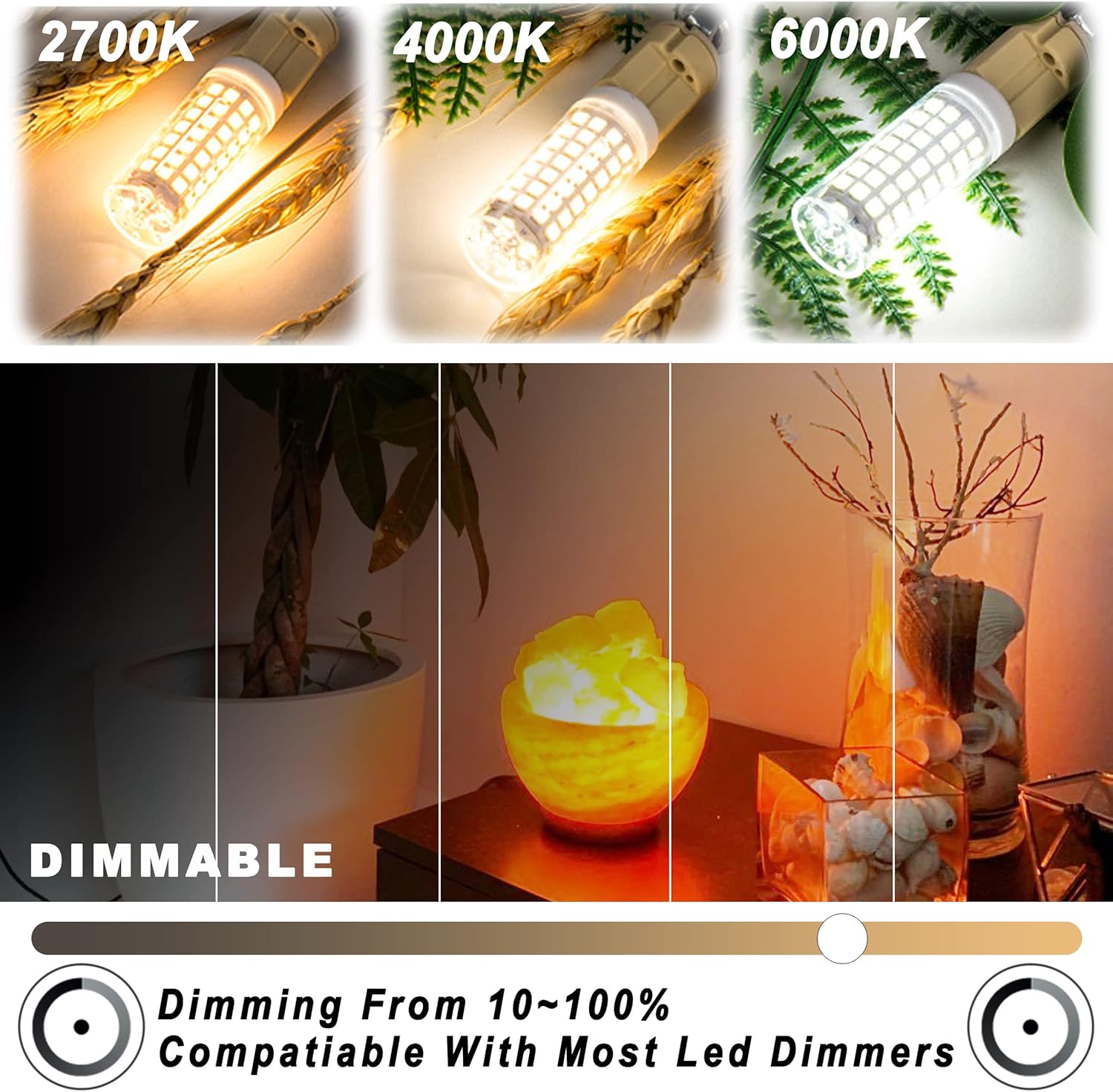 ALIDE E12 60 Watt C7 Dimmable Led Candelabra Bulbs Replacement, Warm White 2700k T6 110V 120V Small Base E12 LED Bulbs 6W for Ceiling Fan Salt Lamp Chandelier Lighting,600lm,8Pack