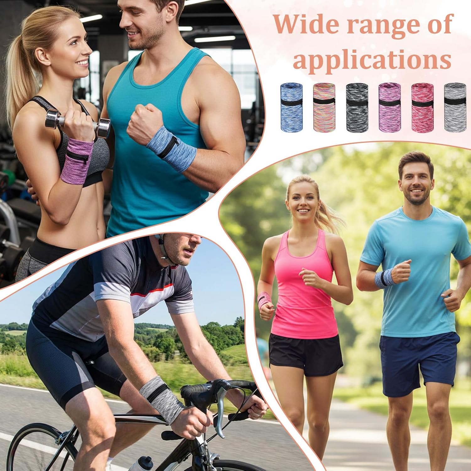 6 PCS Wrist Wallet, Wrist Pouch with Zipper High Elasticity Wristband Wallet Light Comfortable Ankle Wallets Key Card Storage Bags for Women Men Travel Running Walking Hiking-6 Colors