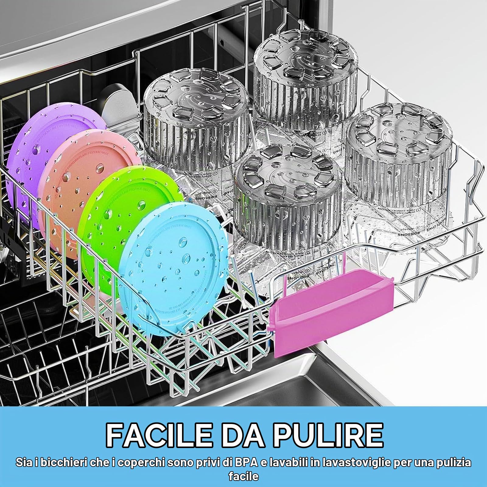 Contenitori per Gelato,4 Pezzi Accessori Gelatiera Serie 680ML,Contenitore Creami per Macchina da Gelato Ninja Creami,Contenitori per Gelato con Coperchio,per Serie NC501 NC500,Senza BPA