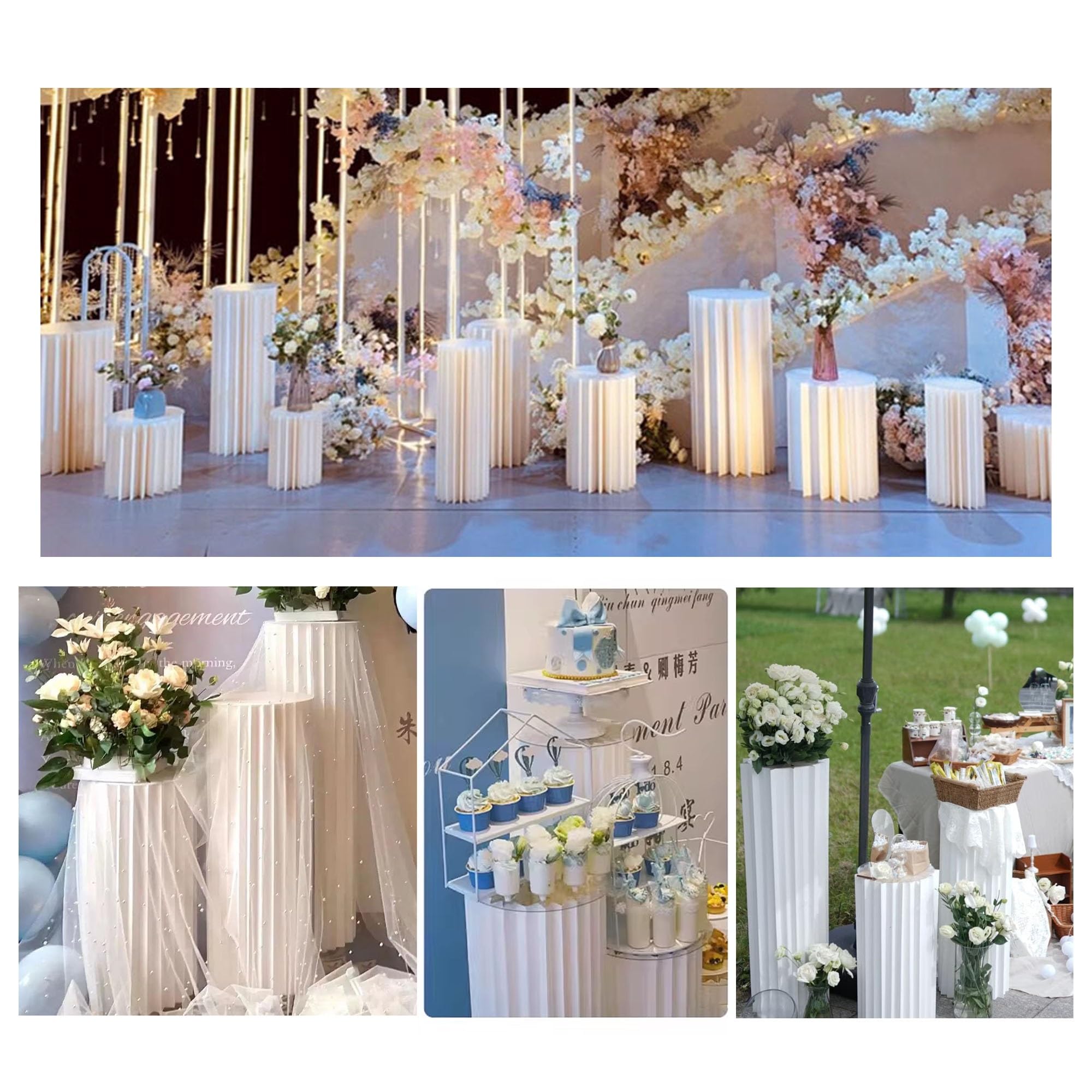 soporte cilíndrico para tartas de fiest Columnas de papel plegables, 5 piezas, soportes cilíndricos for fiestas, soportes de pedestal cilíndricos for fiestas, soporte cilíndrico for flores,
