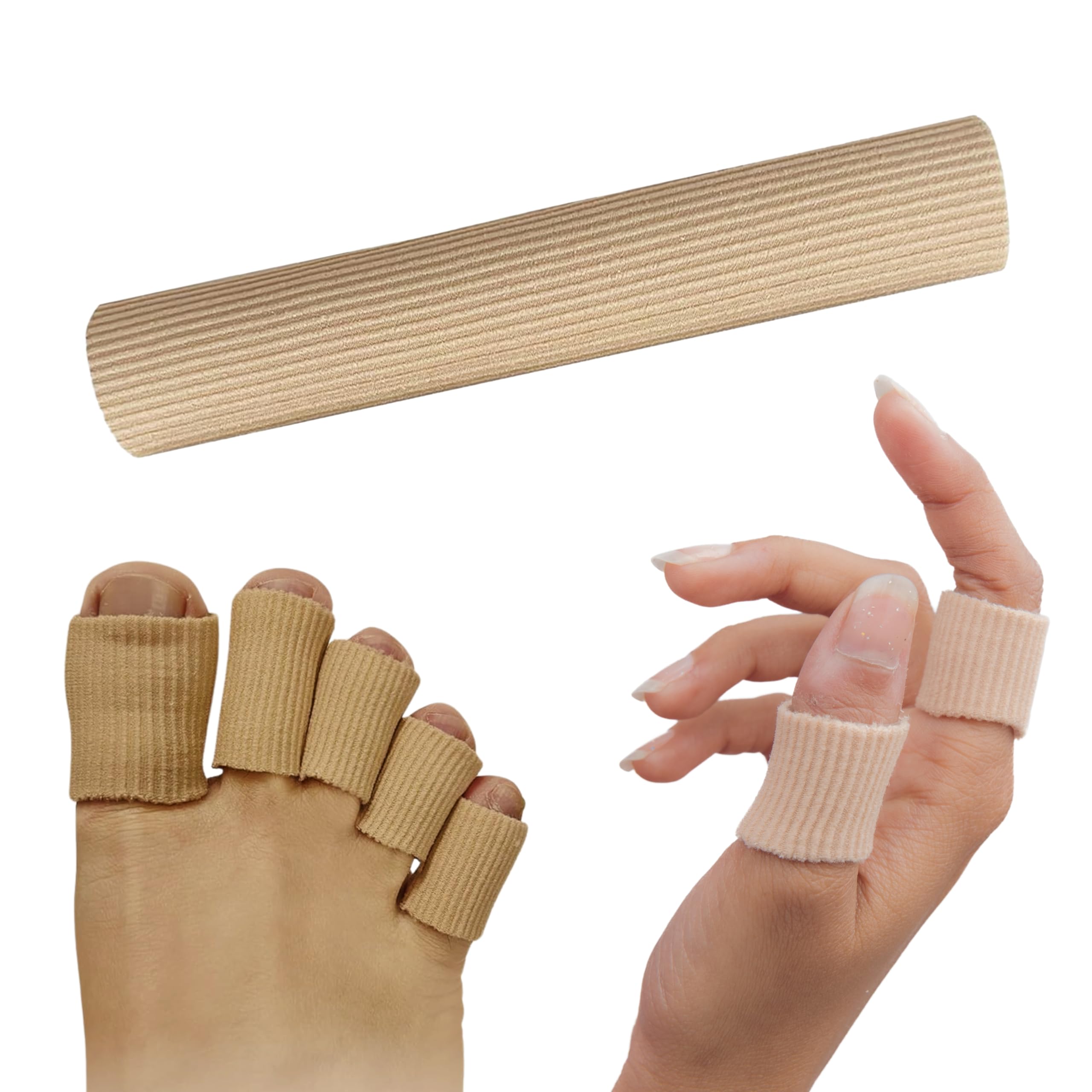 Wonder Care 1 piece Toe Cushion Tube Bunion Pads- Protectors for Corns, Blisters, Calluses. Cut-to-Size, Reusable Toe & Finger Tube for Men & Women. Comfortable & Washable (Length 6" X Diameter 0.59")