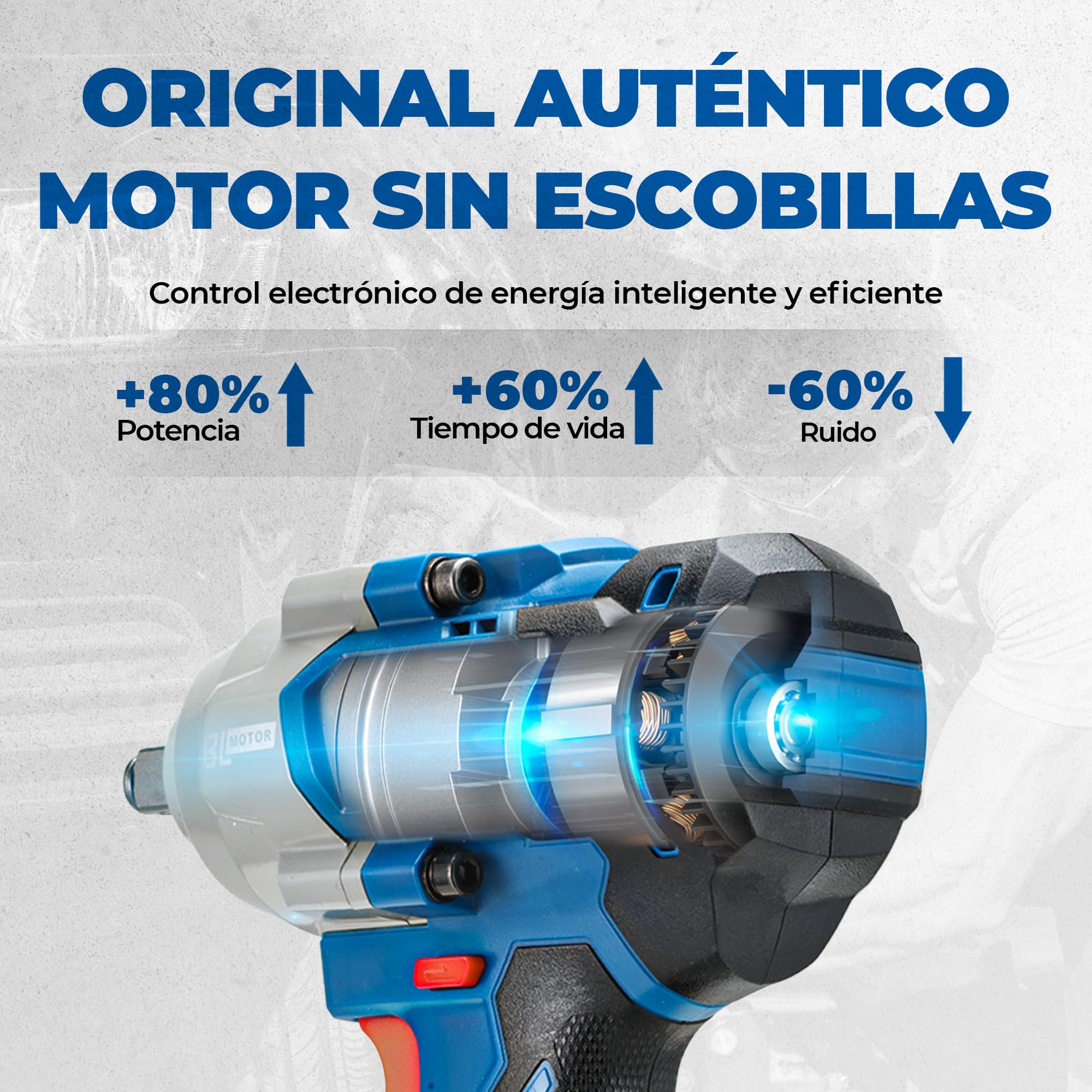 Llave de impacto inalámbrica Dong Cheng 20V sin escobillas, par alto 698 Nm, 2200 RPM, 4 modos, llave de impacto de 1/2 pulgada con caja de almacenamiento, incluye 2 baterías 4,0 Ah y cargador