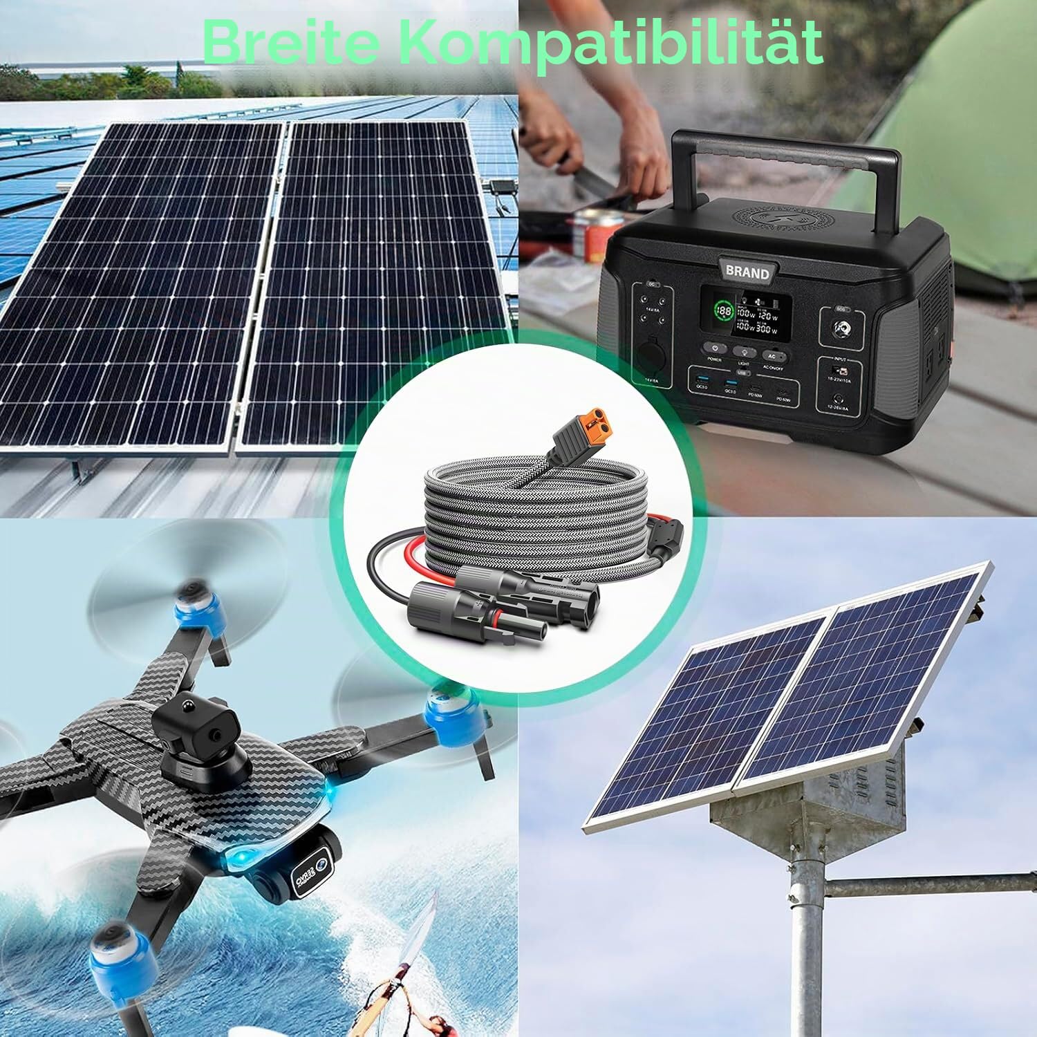 HKY 16FT Solar Connector to XT60I Power Adapter Cable 5M for Solar Panel Generator EcoFlow River Delta Plus Pro Max WAVE 3 Air Conditioner Anker SOLIX BLUETTI Portable Power Station RC Battery Drones