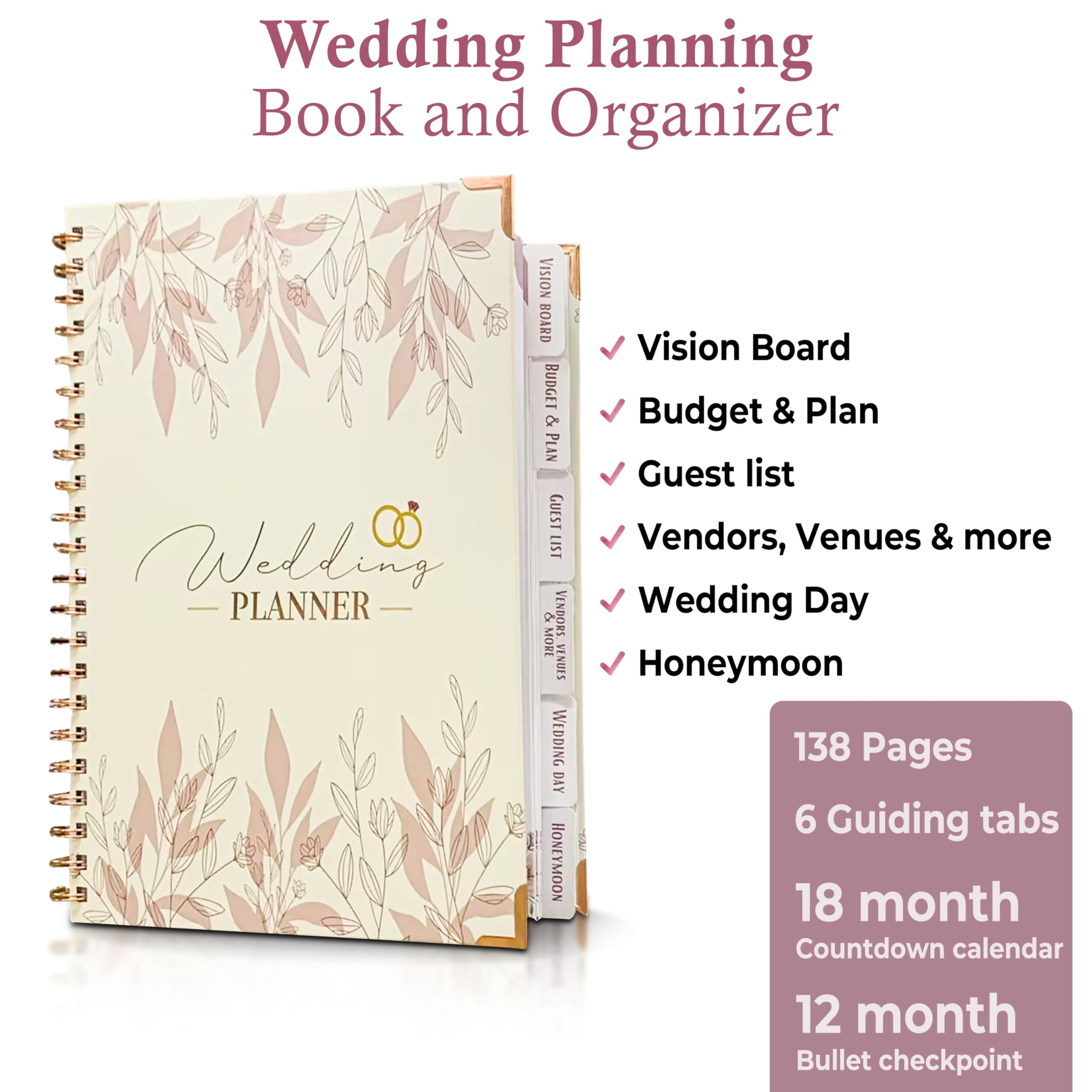 Hochzeitsplaner für Braut - Hochzeitsplanungsbuch und Organizer, Verlobungsgeschenke für Paare, The Knot Wedding Book Planner, Wedding Binder with Dog Bandana, Wedding Journal Notebook