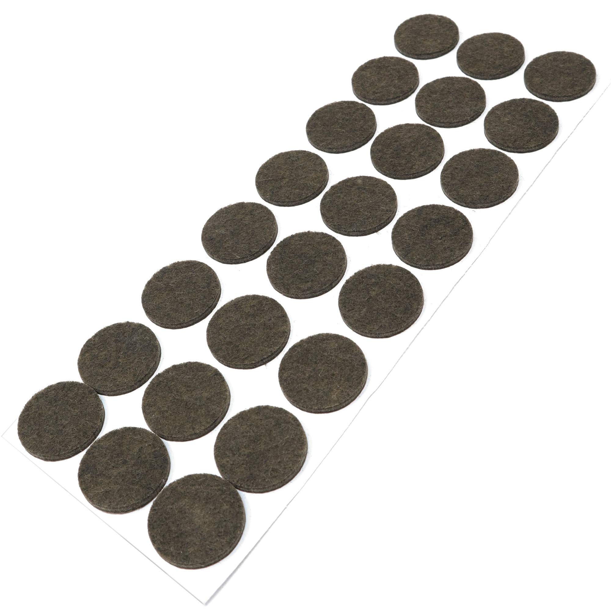 Adsamm® / 24 x self-adhesive felt pads/Brown/ø 1.1'' (ø 28 mm) / round / 0.138'' / 3.5 mm thick stick-on furniture felt glides/Furniture & Chair Glides