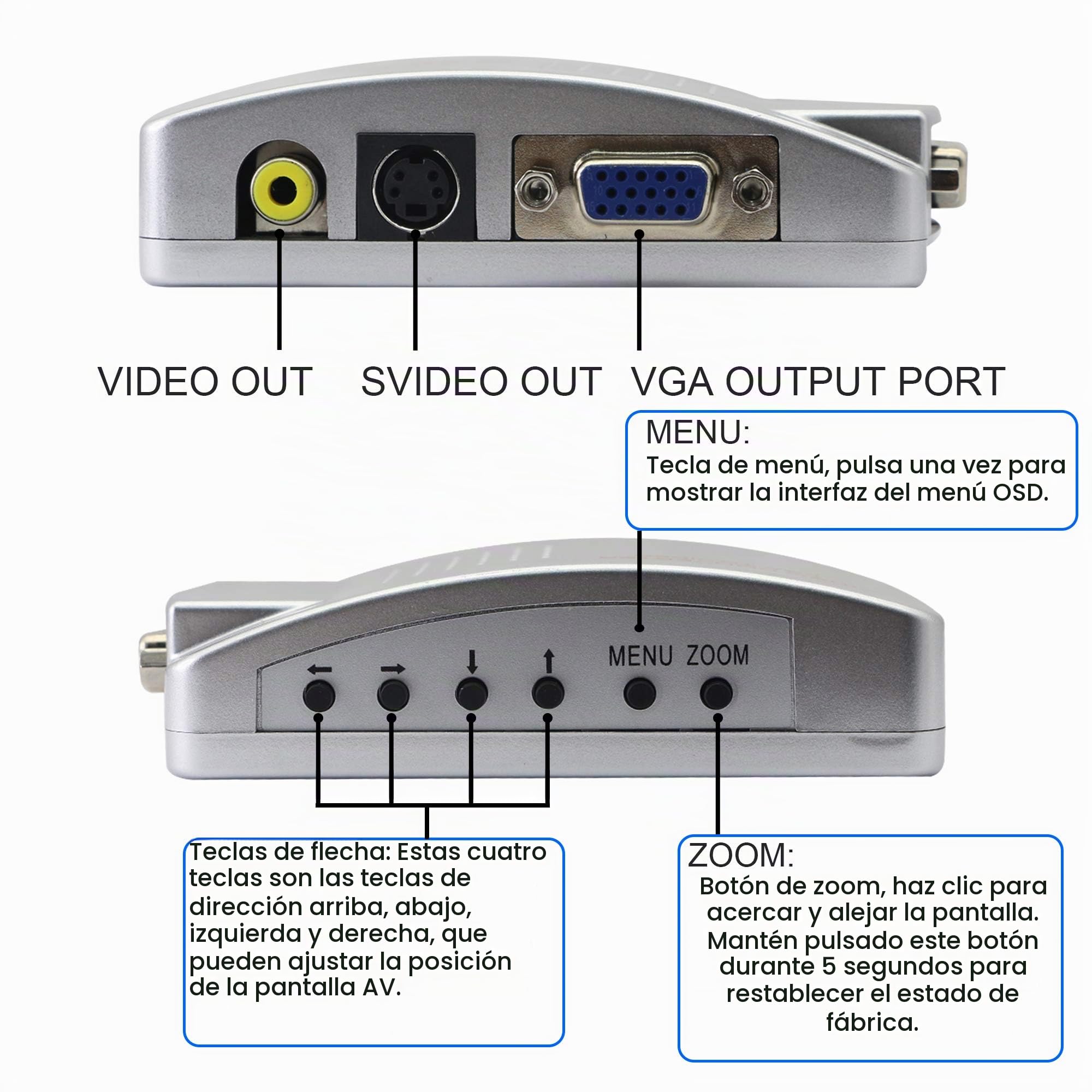 GINTOOYUN Adaptador VGA a RCA, convertidor AV Compuesto de S-Video a VGA, para HDTV, monitores, computadora portátil, computadora de Escritorio, PC. por Fengqlong