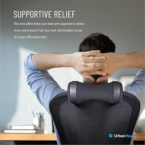 Miniatura 4 de urbanhouse Almohada firme de soporte para el cuello para silla de malla de escritorio de oficina sin reposacabezas