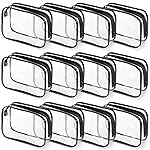 Weewooday 12 Pieces Clear Makeup Bags Cosmetic Storage Bags PVC Zipper Pouches Travel Waterproof Makeup Plastic Case for Women Organizing Toiletries Traveling Bathroom(Large,Black)