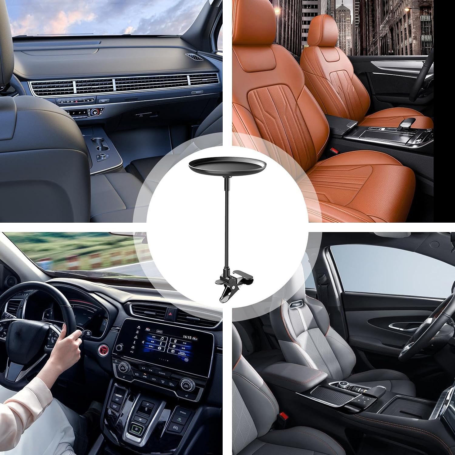 Snack Tray for Car - Automotive Clip on Snack Tray - Portable Drink, Car Food Table for Travel, Commuting, Daily Life, Business Trip