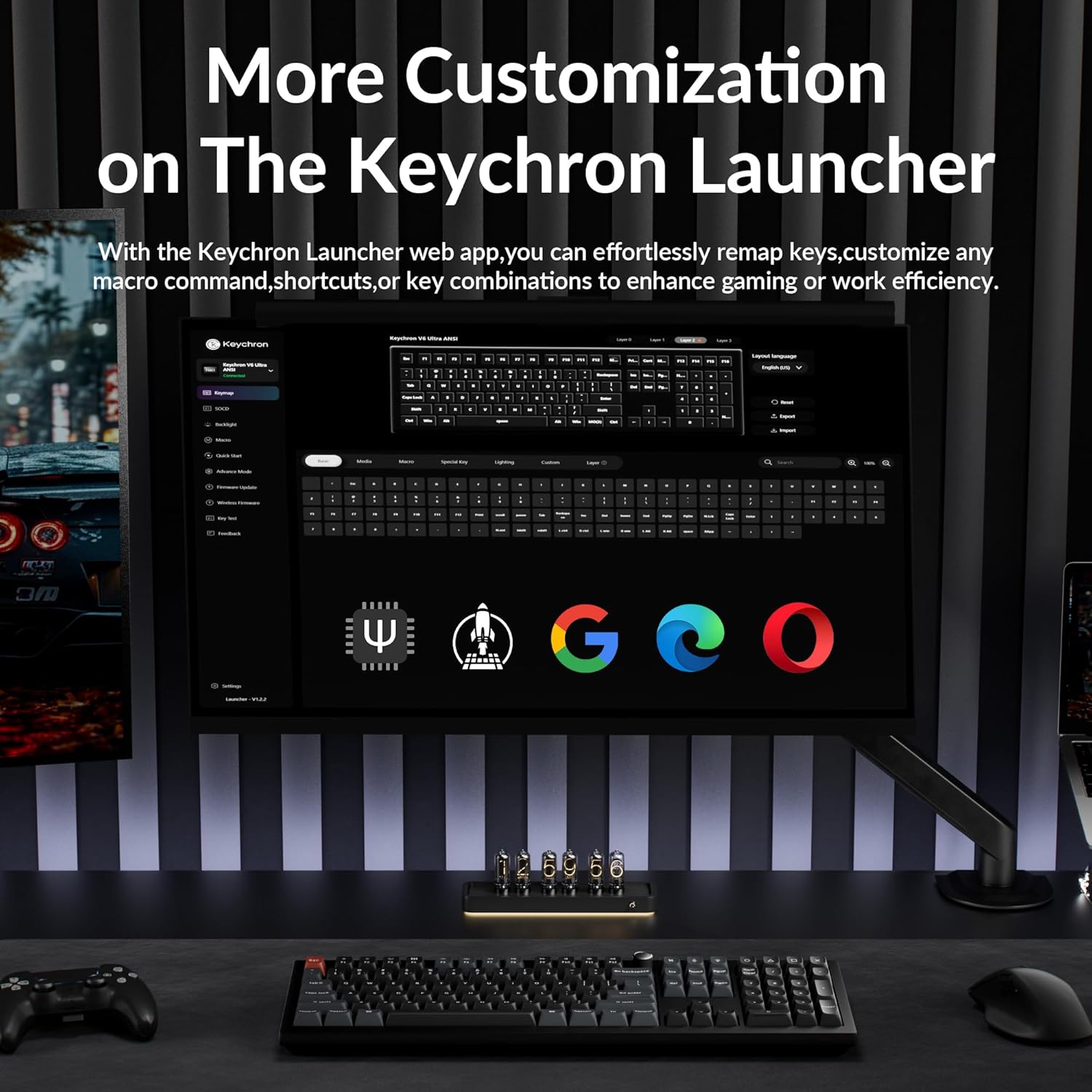 Keychron V6 Ultra 8K Full Size Wireless Mechanical Keyboard, 8000Hz, Hot-Swappable Banana Switch, RGB Backlight, PBT Keycaps, 2.4GHz/Bluetooth/Wired, for Windows macOS Linux– Black