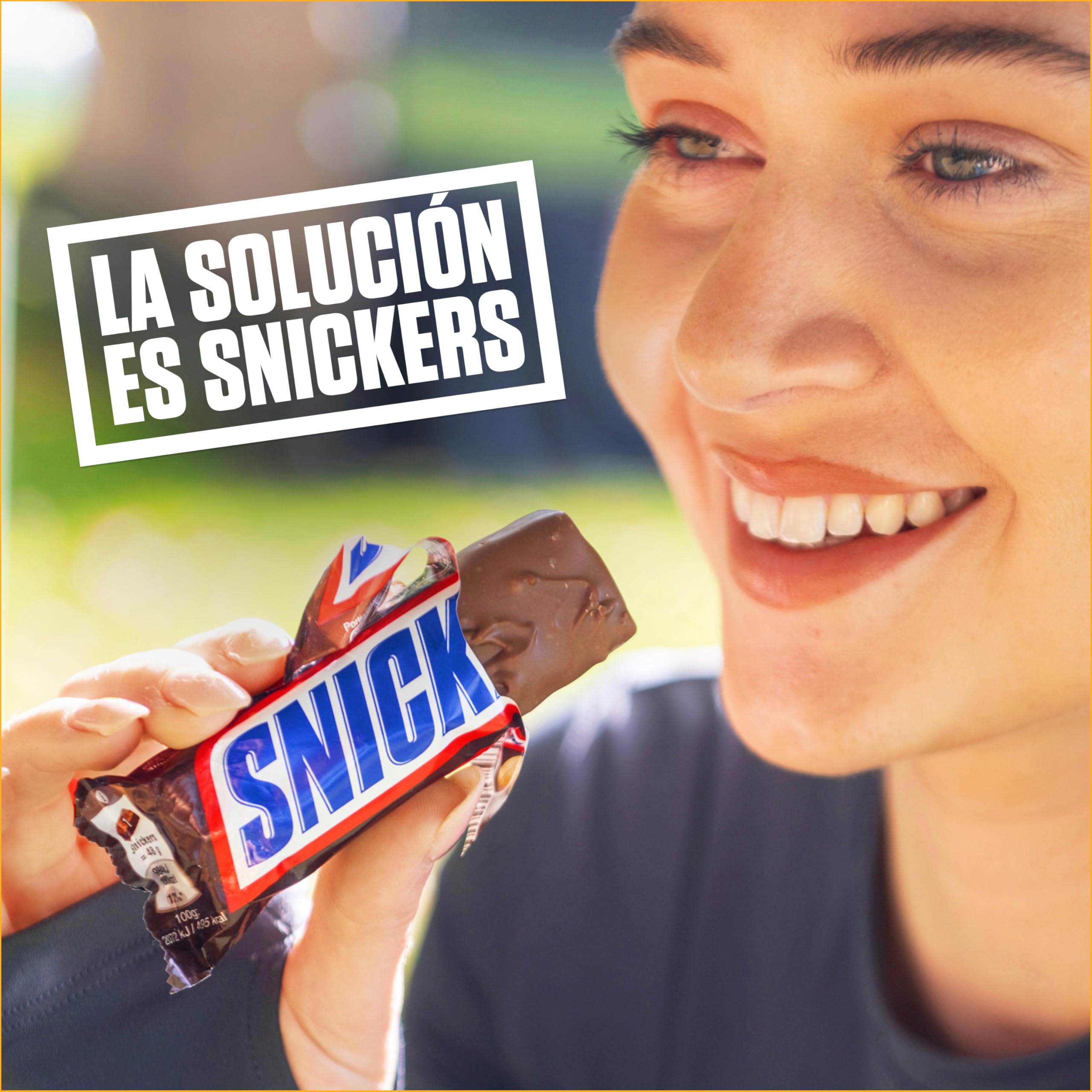 Snickers Chocolatina con Deliciosa Crema de Cacahuete, Suave Caramelo y trocitos de Cacahuete recubiertos de Chocolate con Leche, 5 x 50g