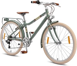 BIKESTAR Alu Kinderfahrrad ab 9-10 Jahre | 24 Zoll City Bike, 7 Gänge, V-Bremse | Risikofrei Testen