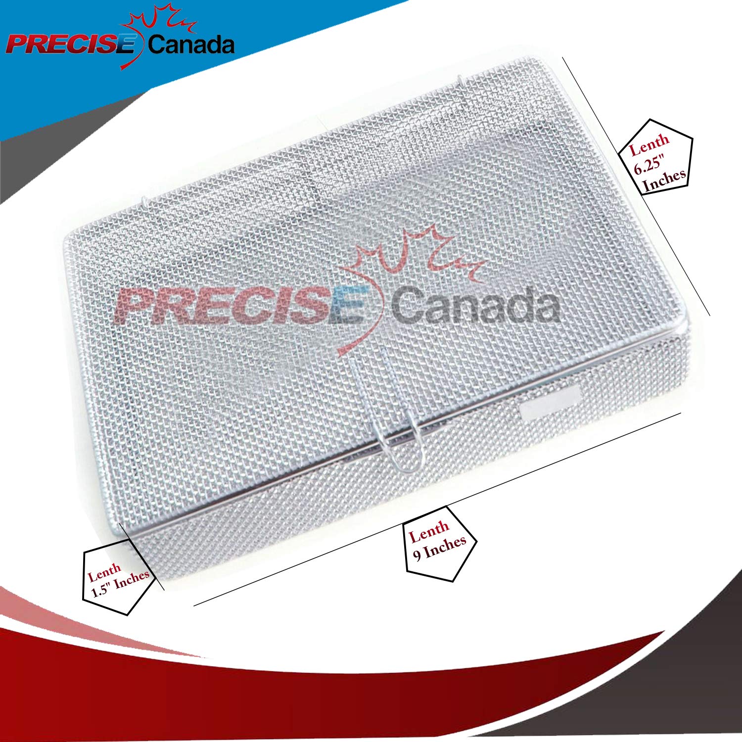 PRECISE CANADA Sterilization Cassette Tray 9? X6.25? X1.5? Perforated Mesh Box, DN-313