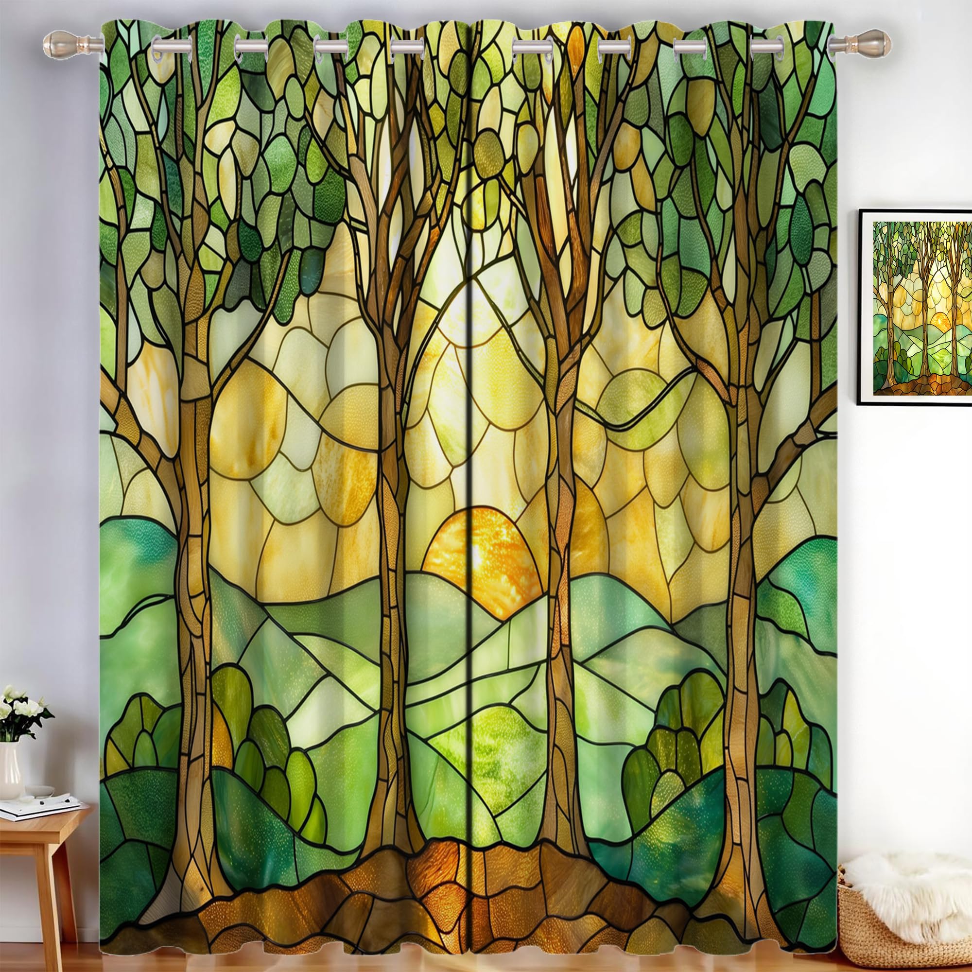Rideaux occultants thermiques arbres jaunes protègent du froid 140x240cm