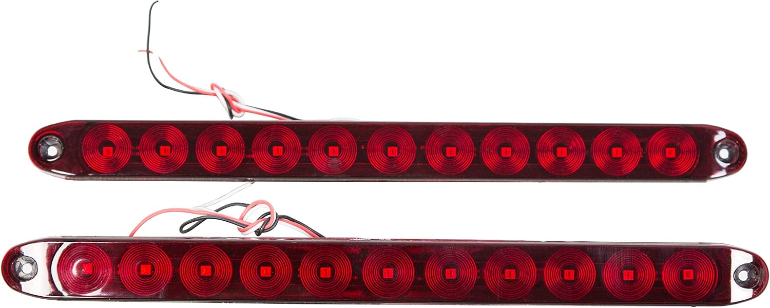 ECOTRIC 2PCS 15" 11 LED Trailer Light Waterproof Bar Sealed Stop Turn Rear Tail Park Third 3rd Brake Light Trailer Truck & RV Marker Signal Red