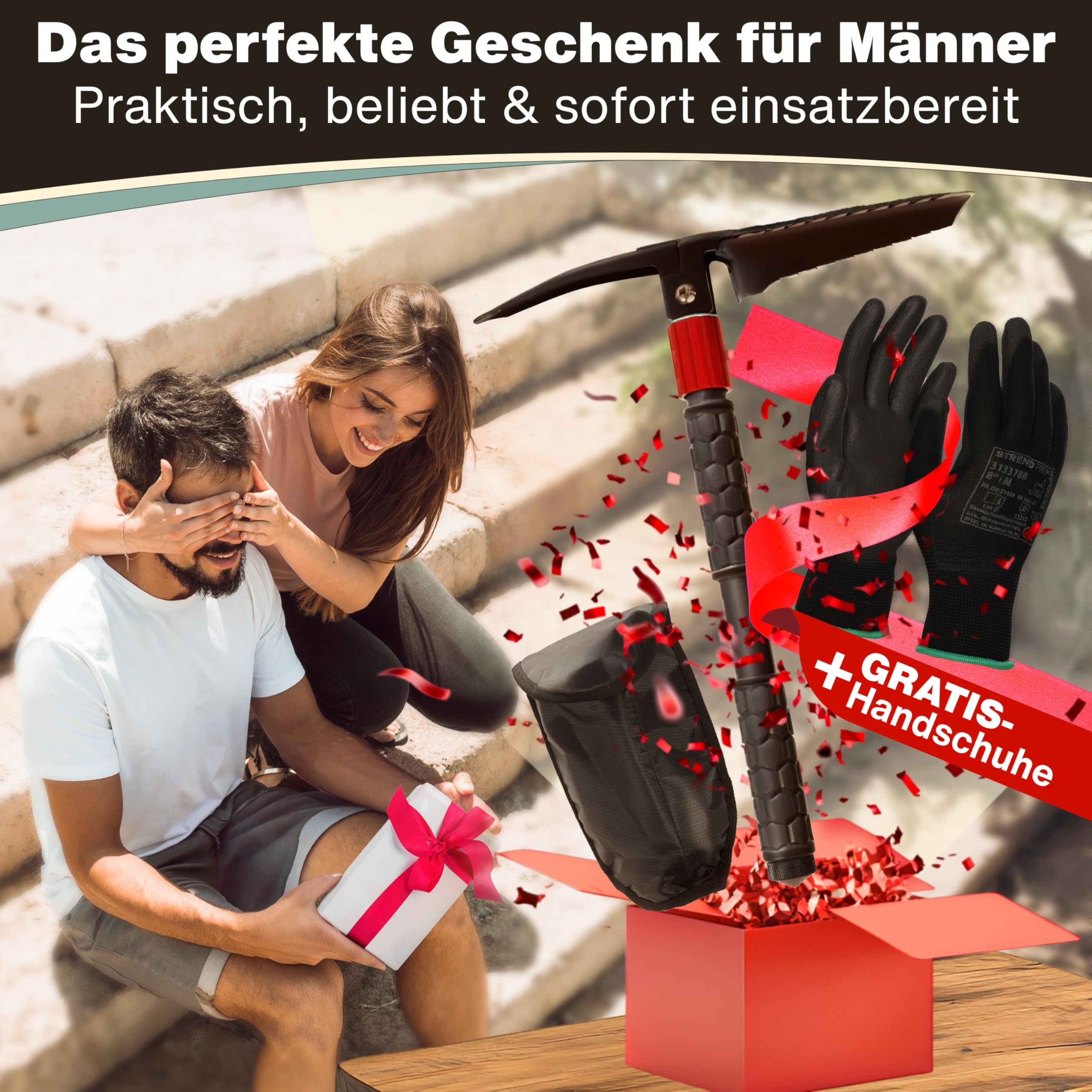 Pala plegable 9 en 1 – Pala plegable de supervivencia con sierra de raíz, acero para fuego y bolsa – Herramienta compacta al aire libre – Regalos para hombres, ideal para camping, bushcraft y
