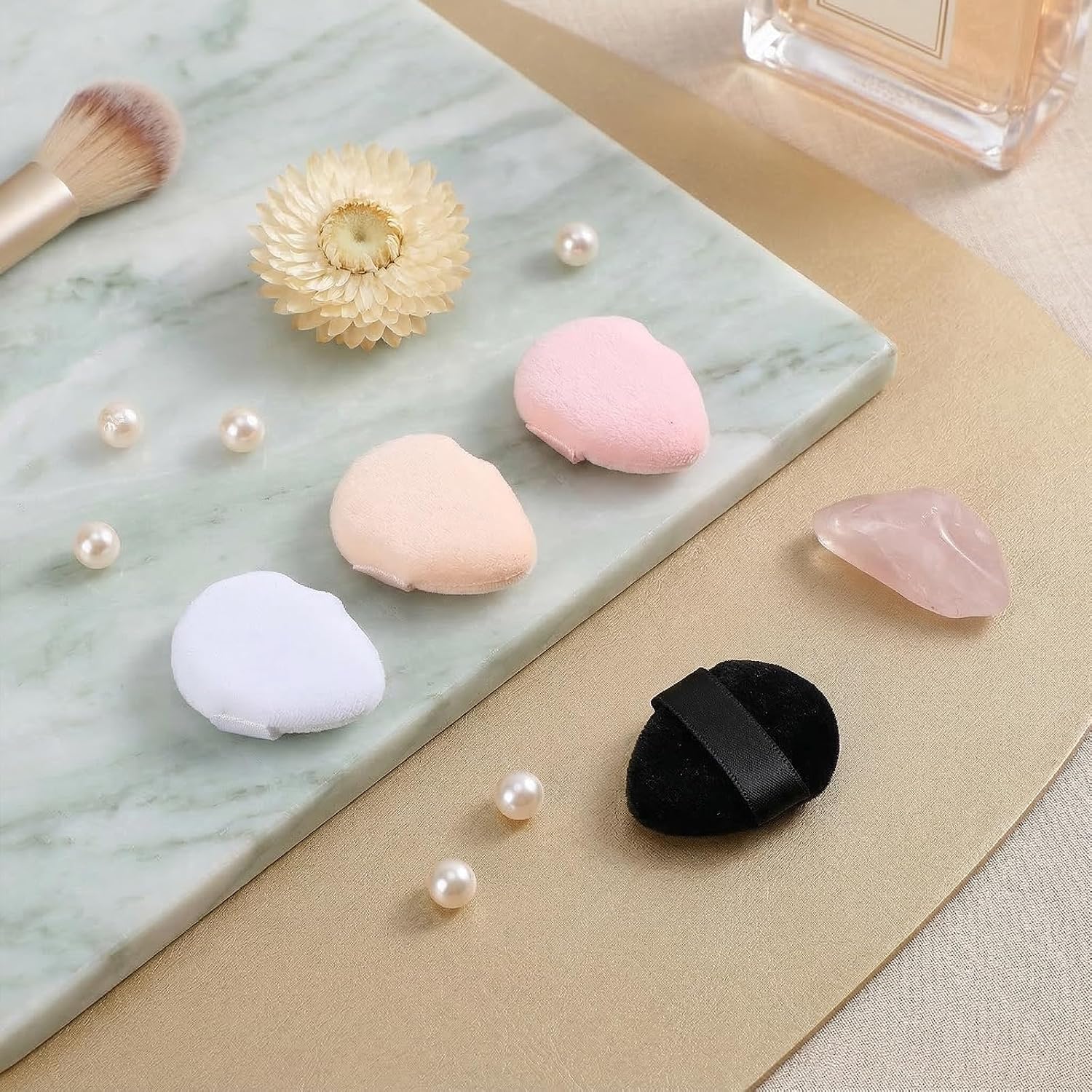 8Pcs Mini Powder Puff for Women Girls, 4 Color Velour Finger Setting Powder Puffs for Face Small Powder Finger Puffs Triangle Makeup Puffs for Foundation Setting Cushion Puff