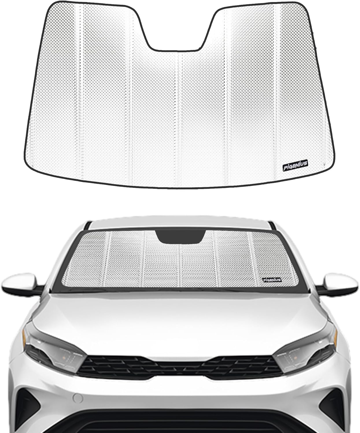 Windshield Sun Shade for 2019-2024 Kia Forte. Front Window Sunshade with Storage Bag 2019-2024 Kia Forte Shiny Silver (Classic)