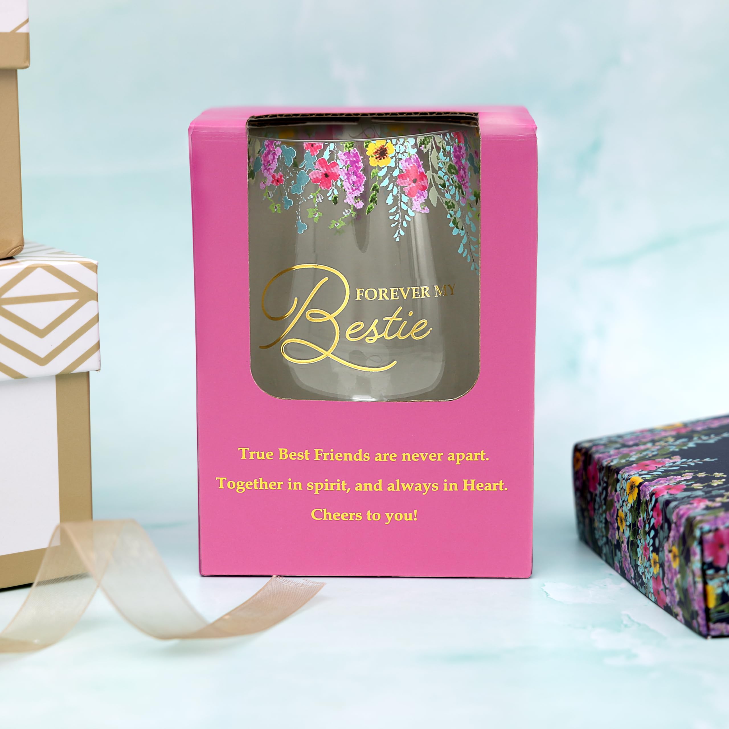 Pavilion Gift Company - Forever My Bestie - 480 ml kieliszek do wina bez nóżek najlepszy przyjaciel przyjaźń BFF miłośnik wina