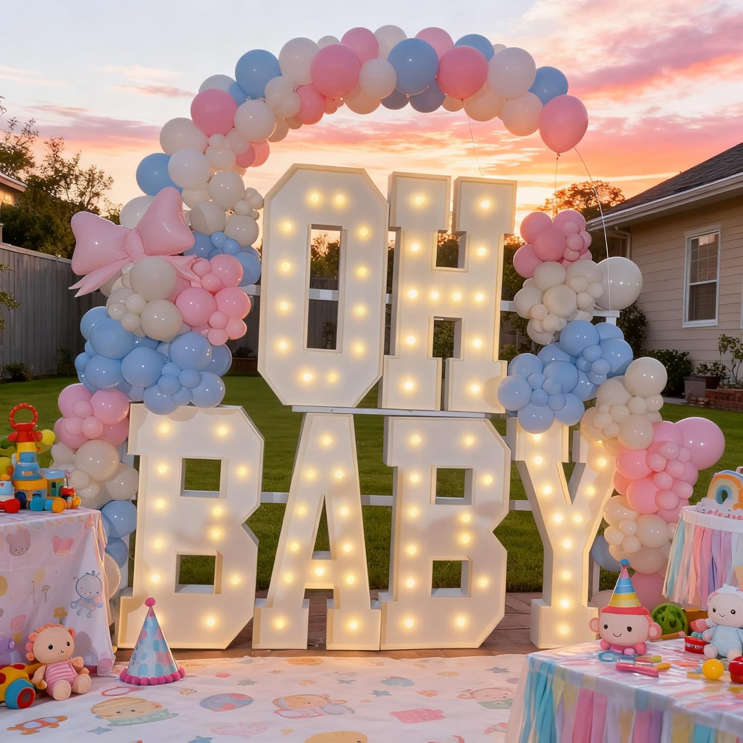 【OH Baby】 Letter 3FT/4FT, neon, Suitable for Birthday Parties, Baptism Day Commemorative Events, engagements, Wedding Parties, proposals, Event Decoration (4FT-OH Baby)