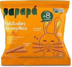 Papapá Palitinho de Vegetais Infantil Orgânico Sabor Cenoura 20g