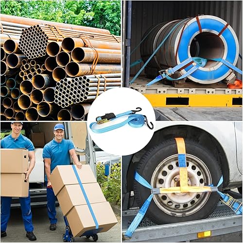 Miniatura 5 de Correas de trinquete, paquete de 6 correas de amarre de trinquete de 20 pies, correas de amarre de trinquete de resistencia a la rotura de 1700