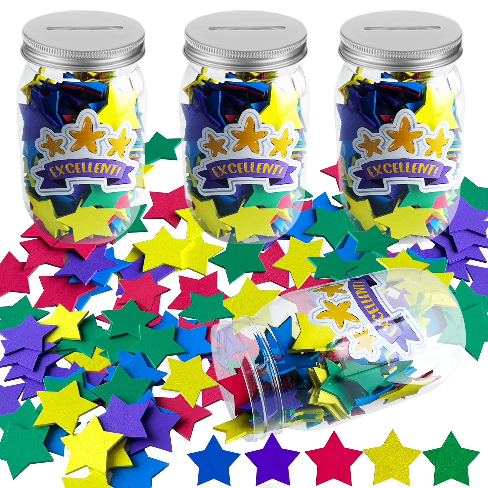 400 Pcs Reward Jar With Star Tokens,Reward Charts for Children Behaviour,Reward Jar With Stars Incentive Jar Good Behavior Jar Potty Train Tool Reward Board for Kids Home School Classroom
