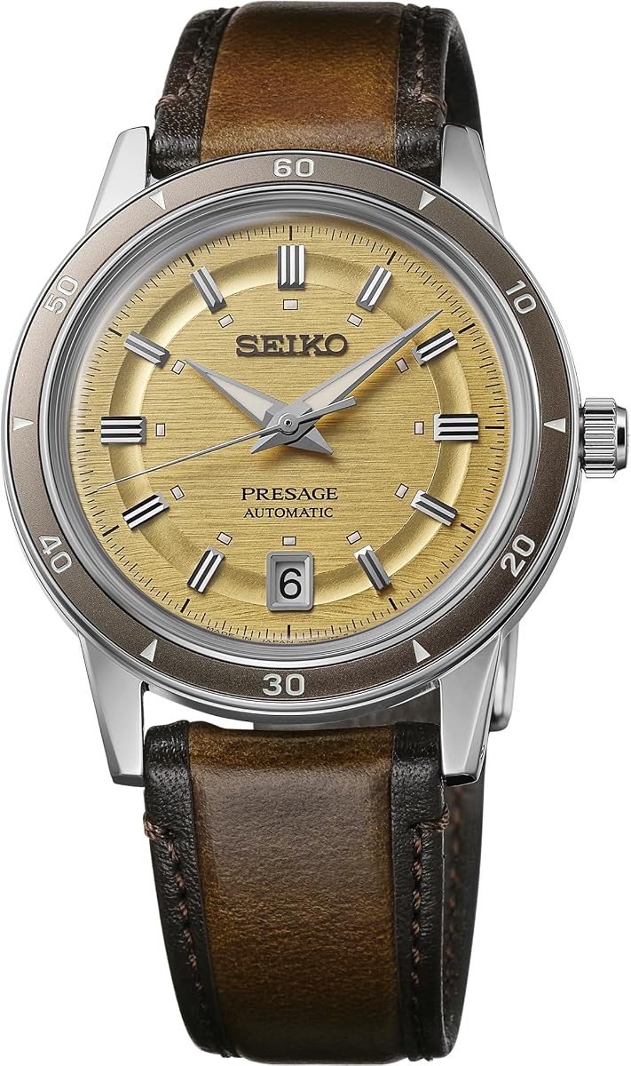 Watch for Men - Presage Collection - with Date Calendar, 50M Water Resistance, Screw See-Through Caseback, 39.5mm Case Diameter
