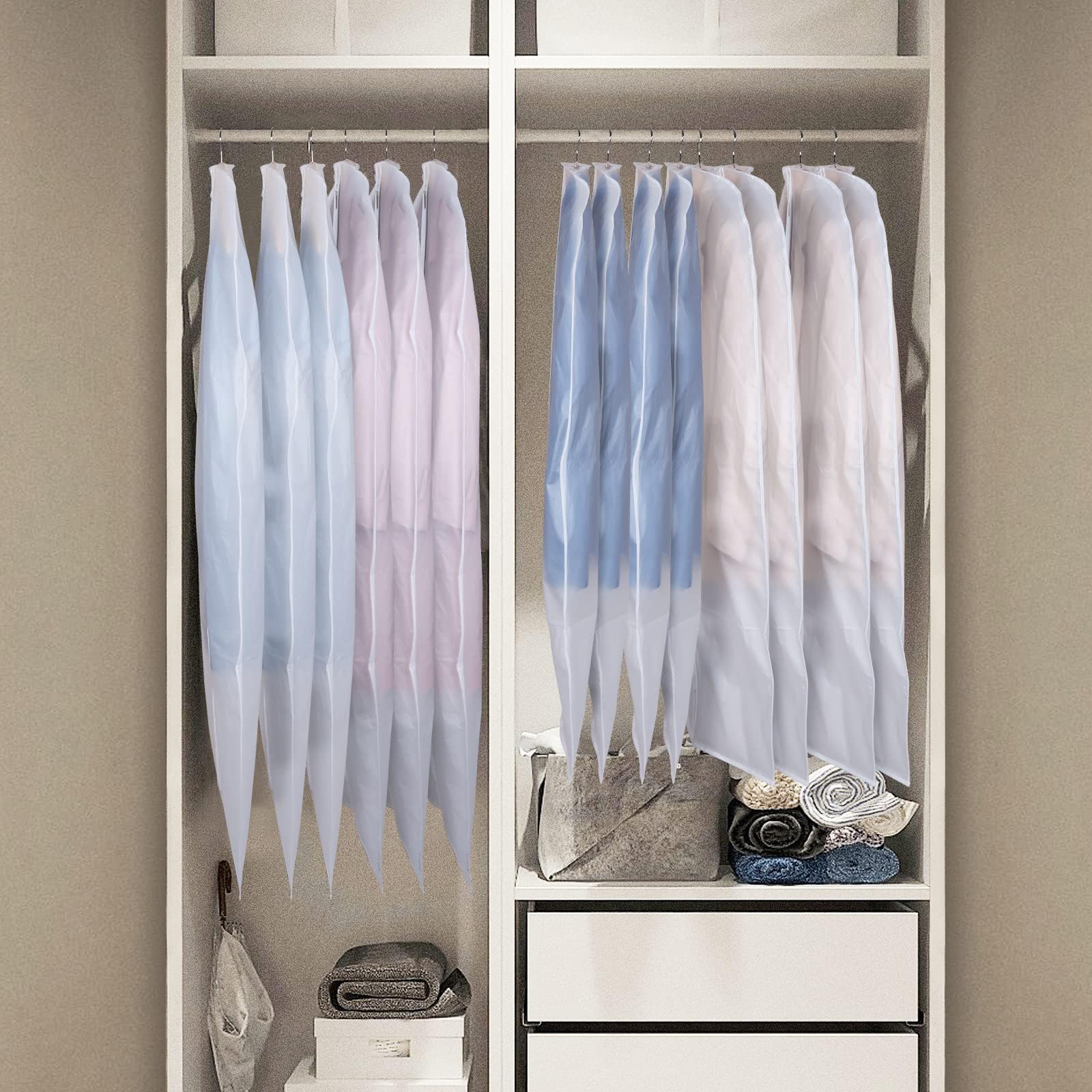 IKR 5 Copriabiti Lunghi In PEVA Traslucido Con Cerniera - 60x120 Cm, Antipolvere, Impermeabili, Antitarme - Proteggi Camicie E Cappotti