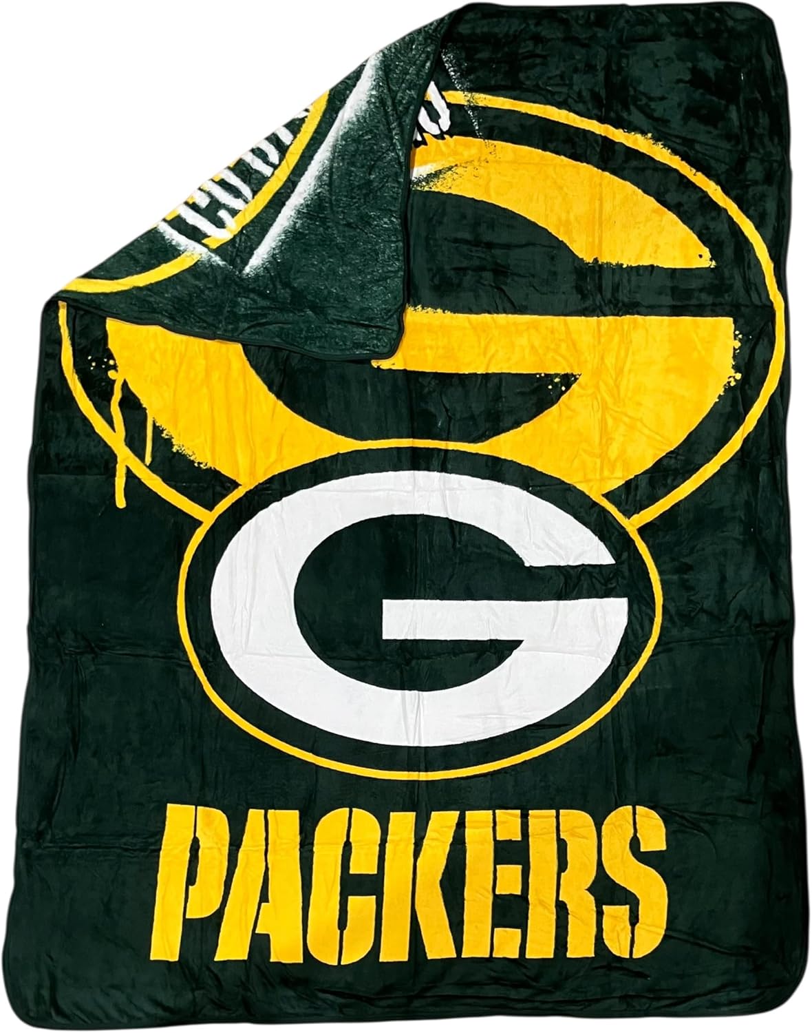 Northwest The Company NFL Double Sided Design Plush Raschel Thow Blanket, 60"x80" (Green Bay Packers)