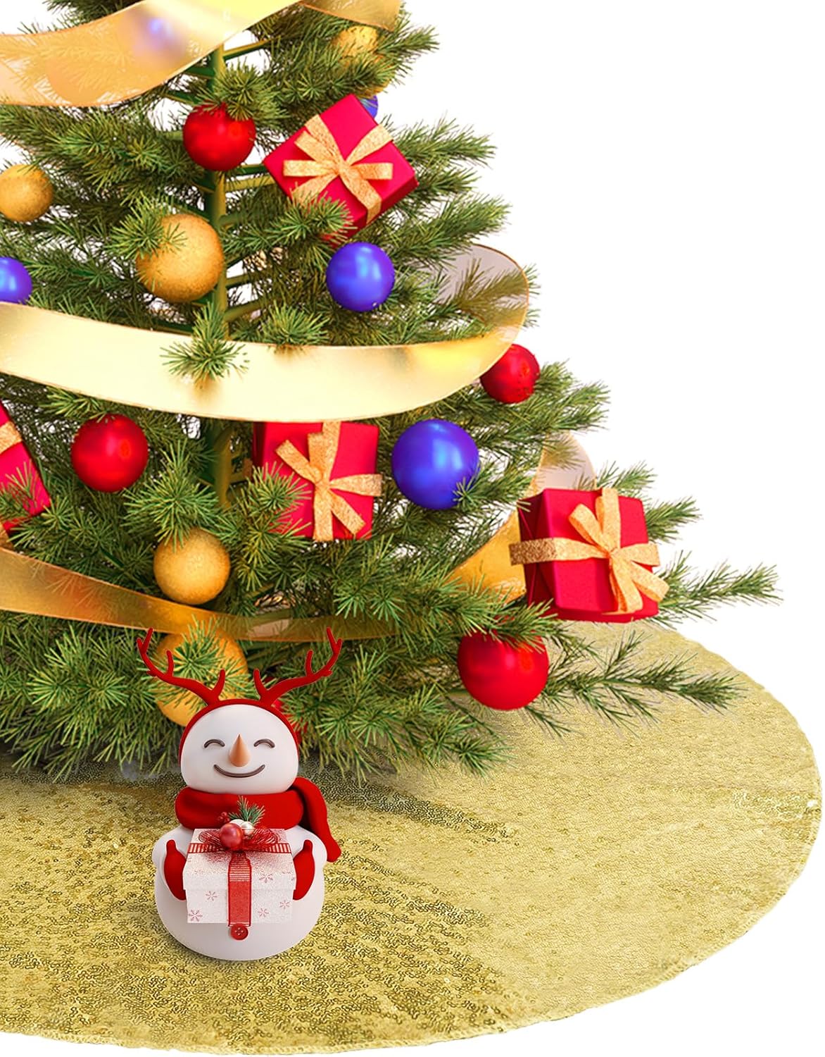 Eternal Beauty Gold Sequin Tree Skirt 70Inch Christmas Tree