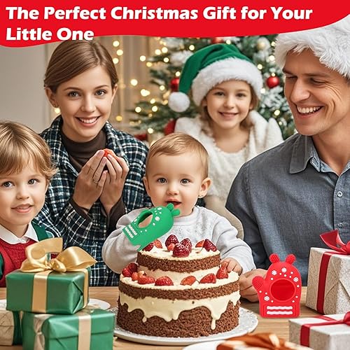 Miniatura 7 de Paquete de 2 manoplas de dentición para bebés de Navidad, mordedores de copo de nieve de silicona para recién nacidos, bebés y niños pequeños,