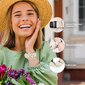 Fitbit Charge 6 bant/Fitbit Charge ile uyumlu 2'li paket, kadın erkek için 5 bant, esnek Scrunchie elastik kumaş kumaş kayış, spor bileklik, Fitbit Charge 5/6 akıllı saat için yedek
