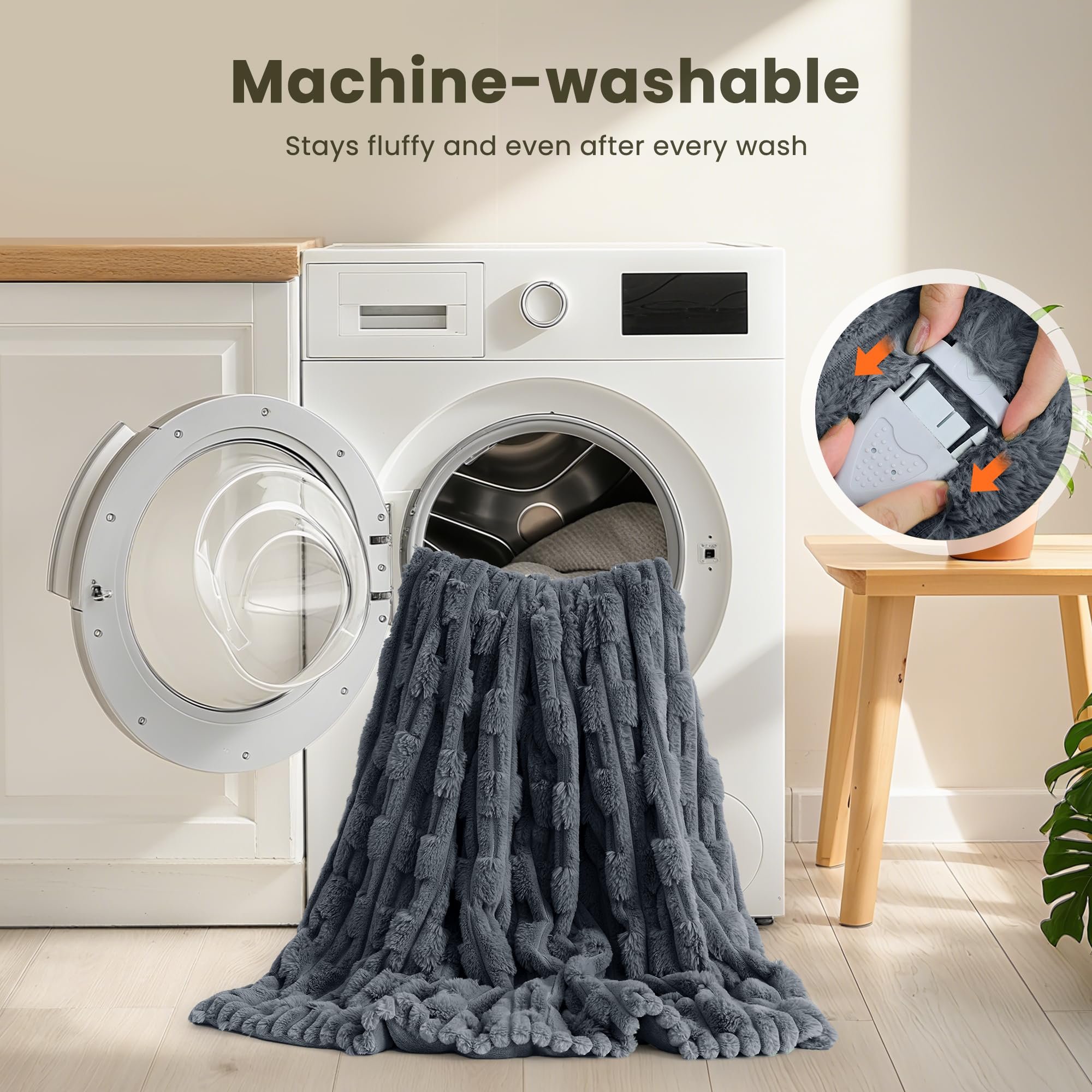Coperta Elettrica Riscaldante 130x180cm, Tessuto Bambù Peluche Coniglio e Flanella, 6 Livelli di Riscaldamento, Spegnimento Automatico 1-10H, Coperta Termica Lavabile per Letto Divano Ufficio (Grigio)