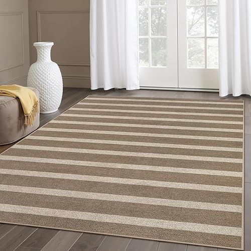 Miniatura 19 de Lahome Alfombra de yute a rayas fácil para patio al aire libre, alfombras lavables de 3 x 5 pies para entrada, porche, casa de campo, alfombra