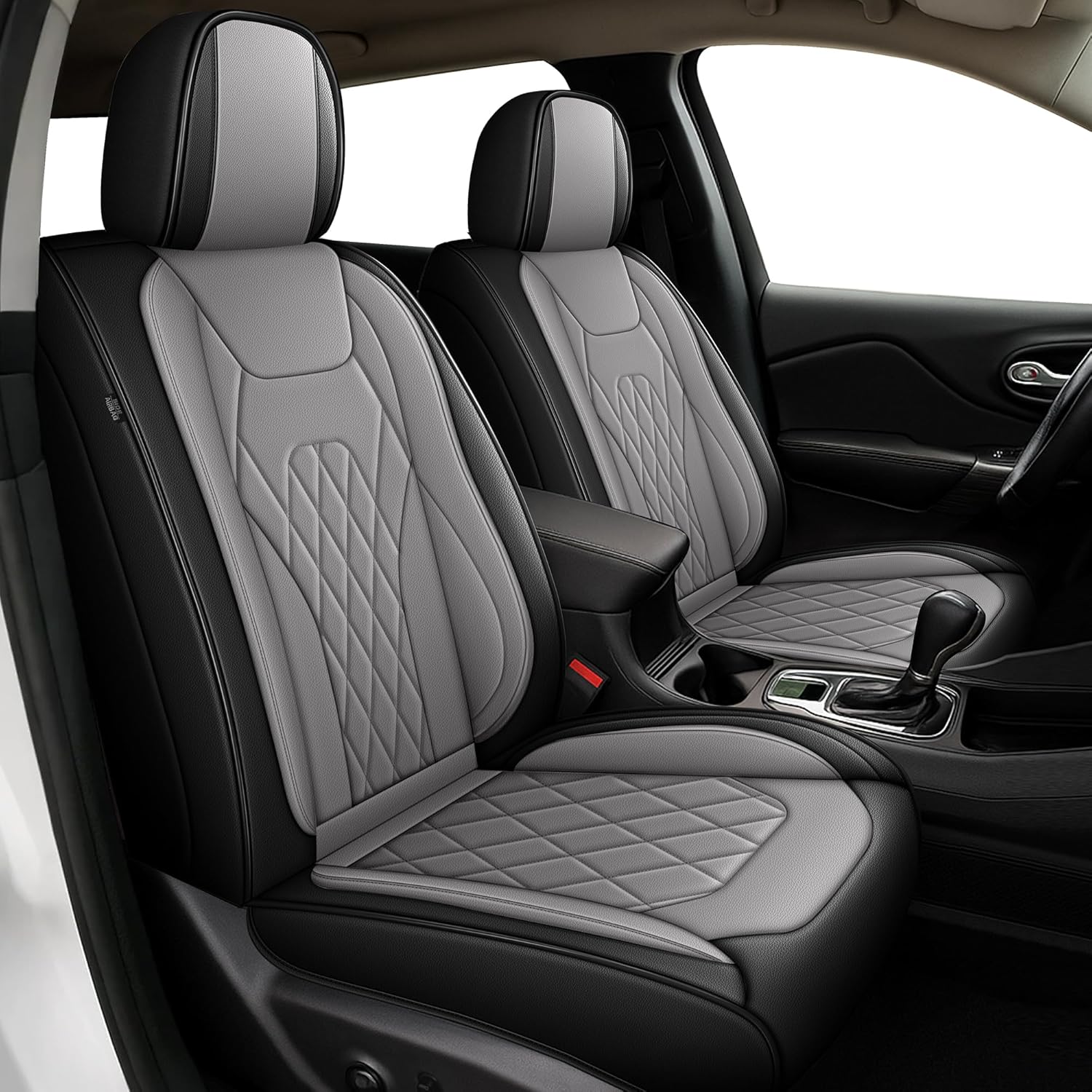 Custom Car Seat Covers for Outback 2007-2026, Waterproof Leather Seat Cushion Covers with Double-Layer 3D Side Wings(Full Set 5 Seats，Black&Grey)